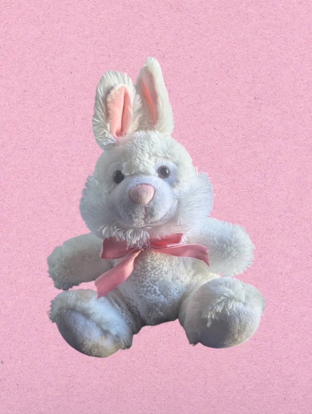 Source Unknown White Plush Bunny with Pink Accents